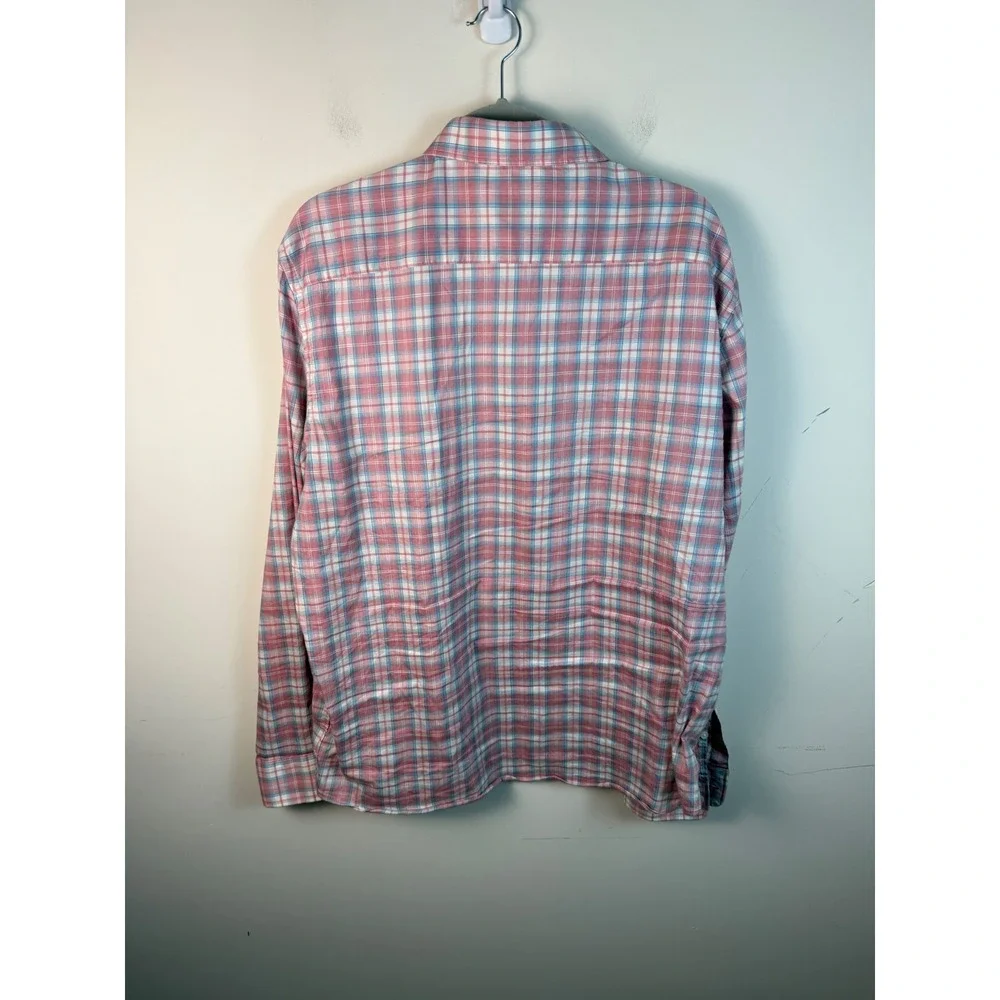 Faherty Reserve The Movement Shirt Mens‎ XL Pink Blue Plaid Supima Blend Stretch